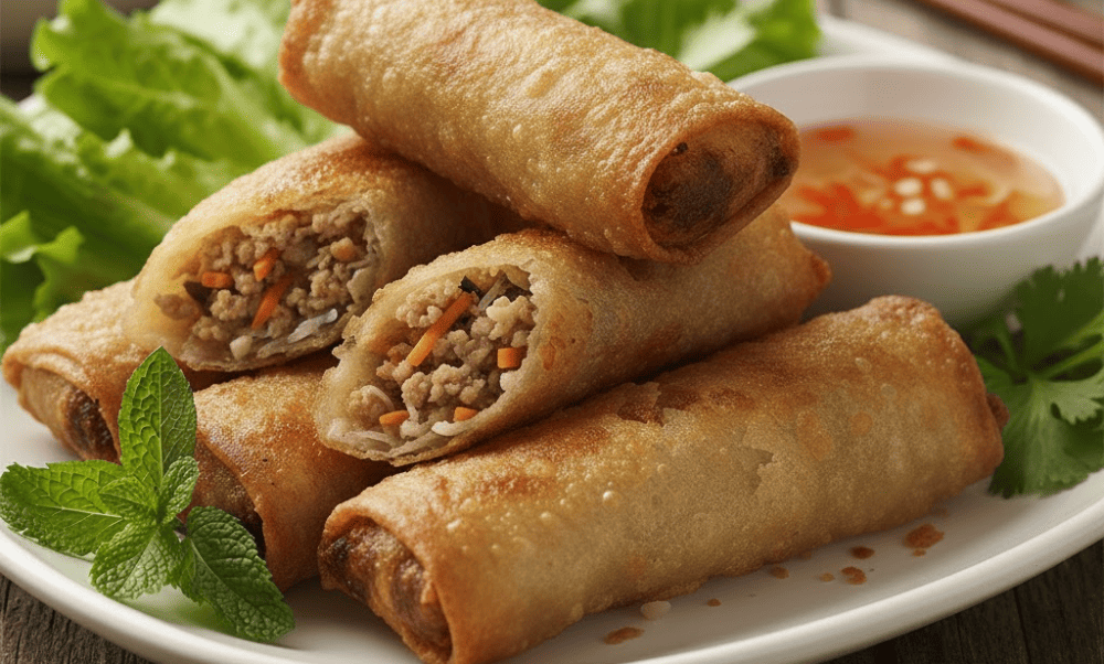 Good spring rolls should not feel greasy or leave oil residue on your fingers–this indicates proper frying technique and fresh oil.